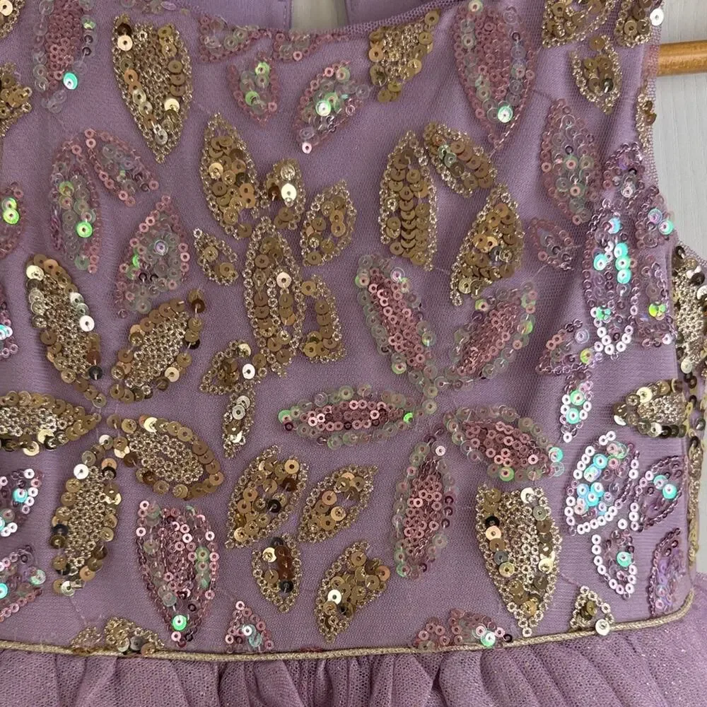 Zunie Lavender and Gold Sequin Pattern Formal Kids Dress size 5